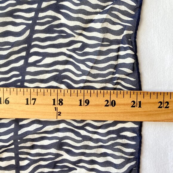 Vintage Banana Republic Italian Silk Womens Scarf Zebra Print Square Blue White - Picture 7 of 11